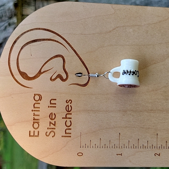 Coffee Bean and Mug Mismatched Drop Earrings - Picture 6 of 7